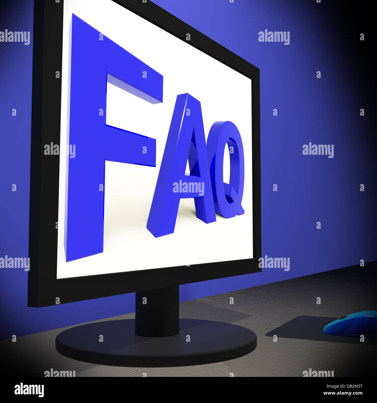 FAQ On Monitor Showing Assistance Stock Photo - Alamy