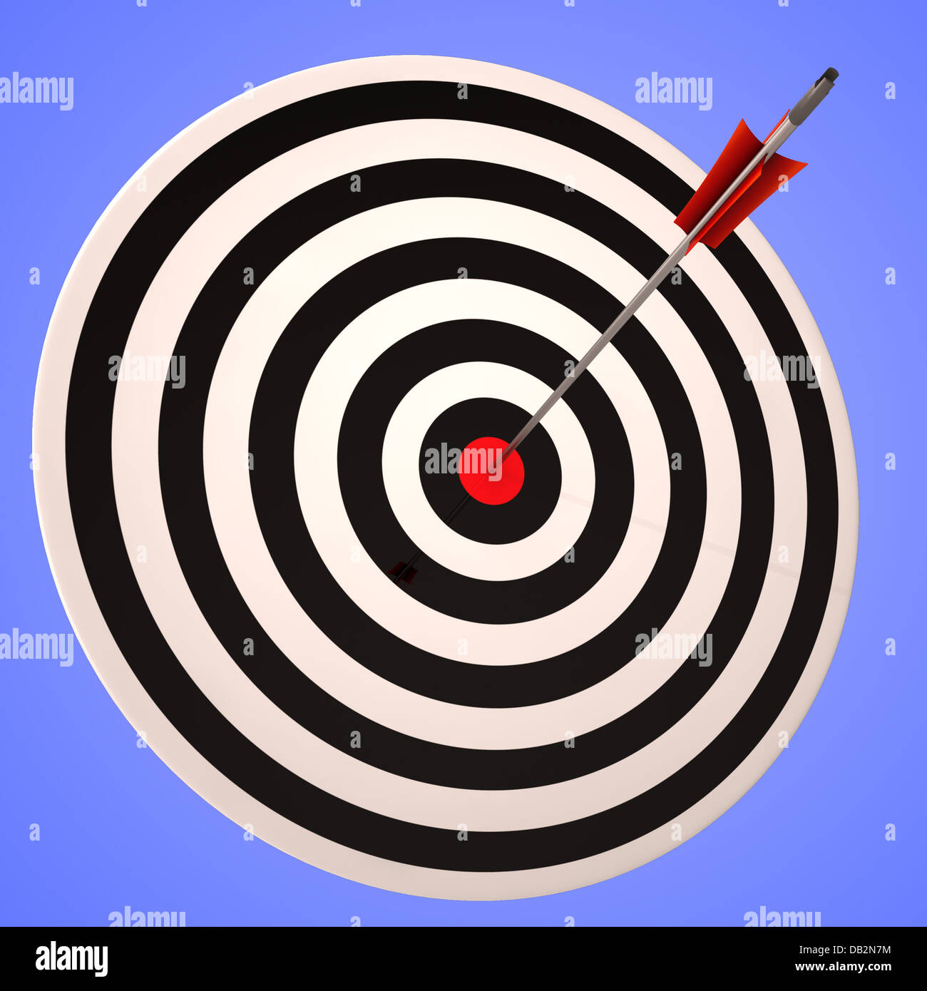 Bulls eye Target Shows Precise Winning Strategic Goal Stock Photo
