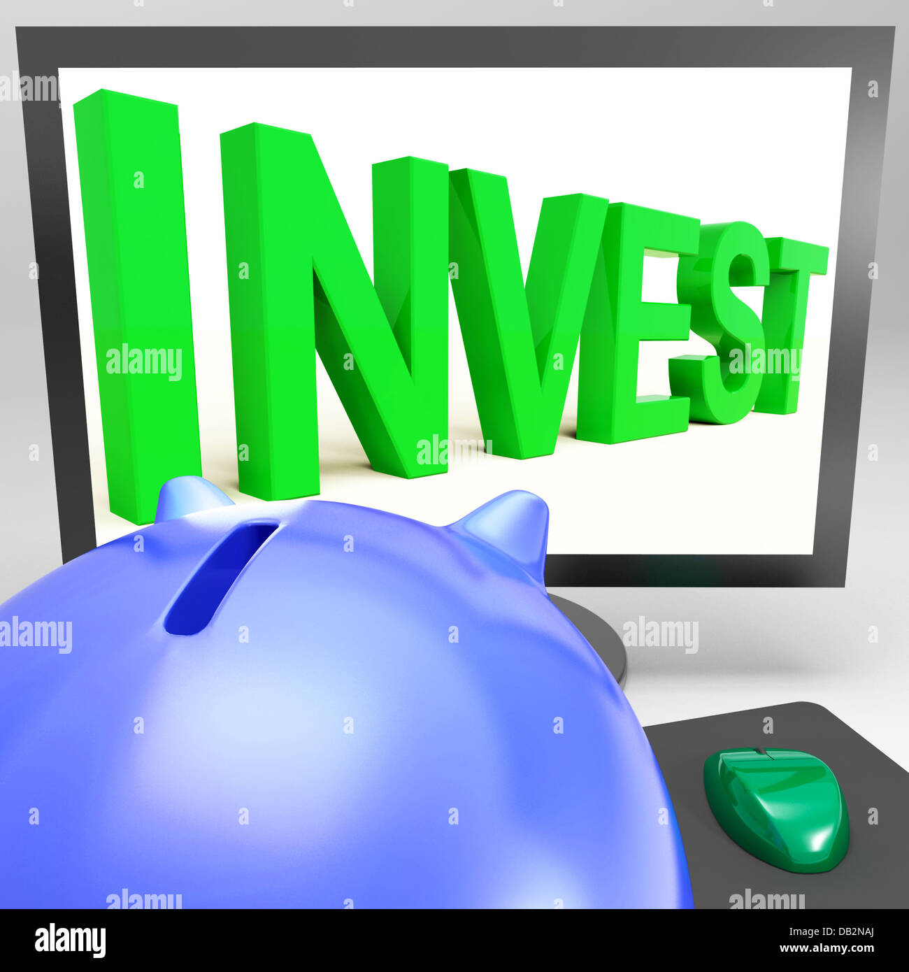 Invest On Monitor Shows Wealth Growth Stock Photo