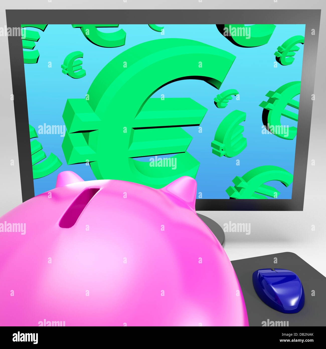 Euro Symbols On Monitor Shows European Growth Stock Photo Alamy