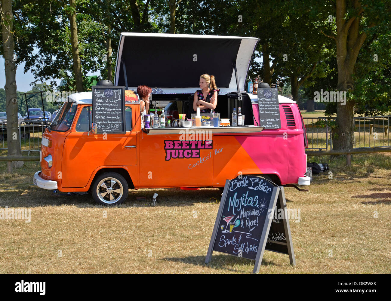 A mobile cocktail bar at a music festival Stock Photo