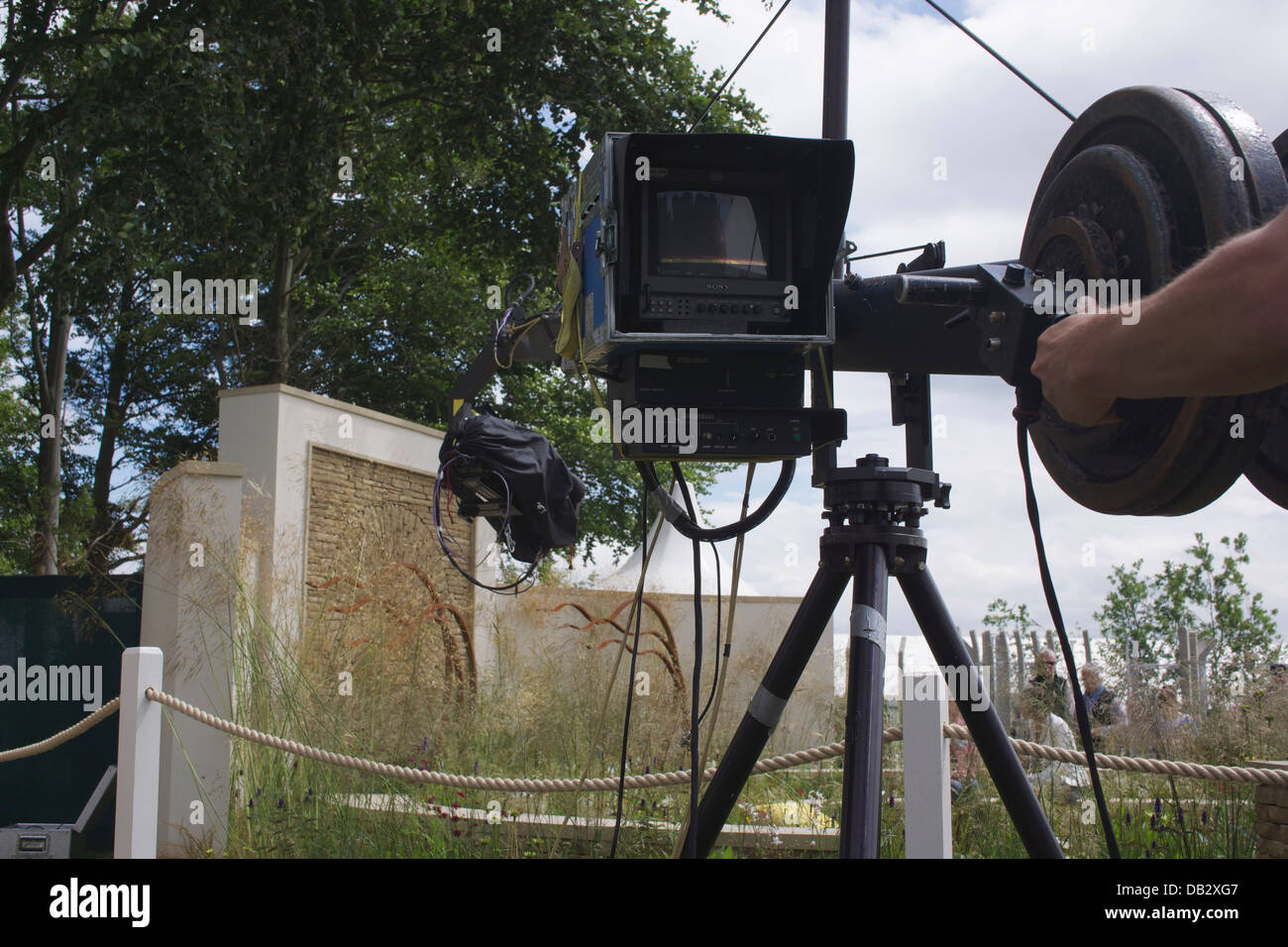 Camera crane operator Stock Photo Alamy