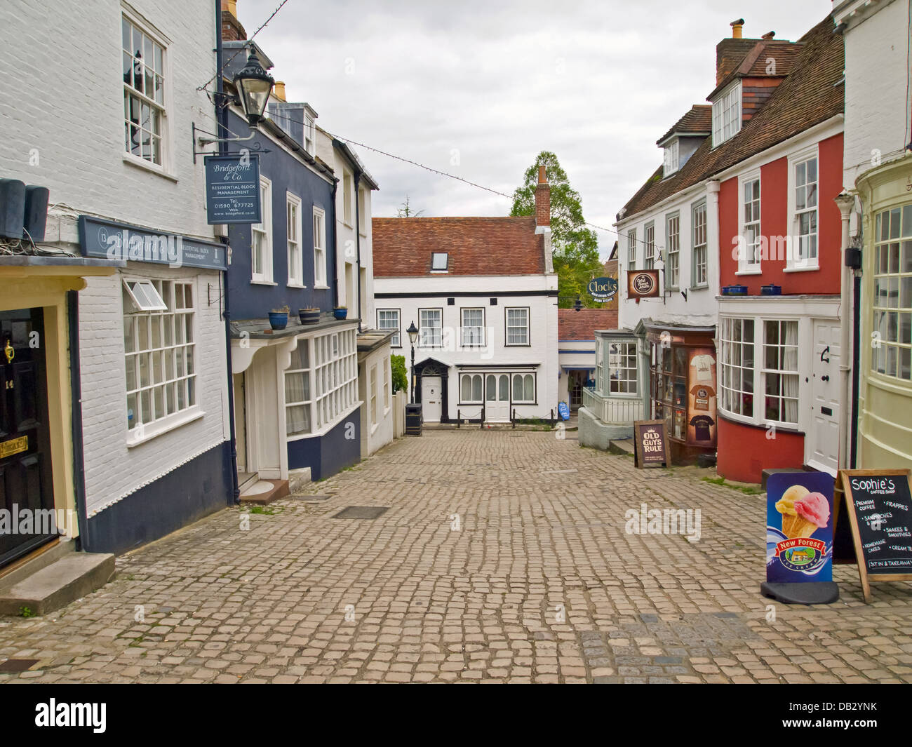 Cobbled street in Quay Hill Lymington New forest District Hampshire United Kingdom Stock Photo