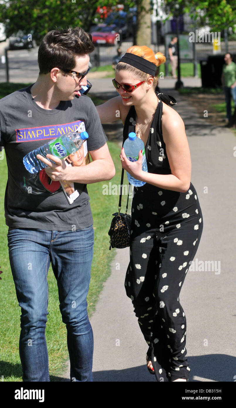 Pixie Geldof with Nick Grimshaw and a friend enjoying a picnic on a