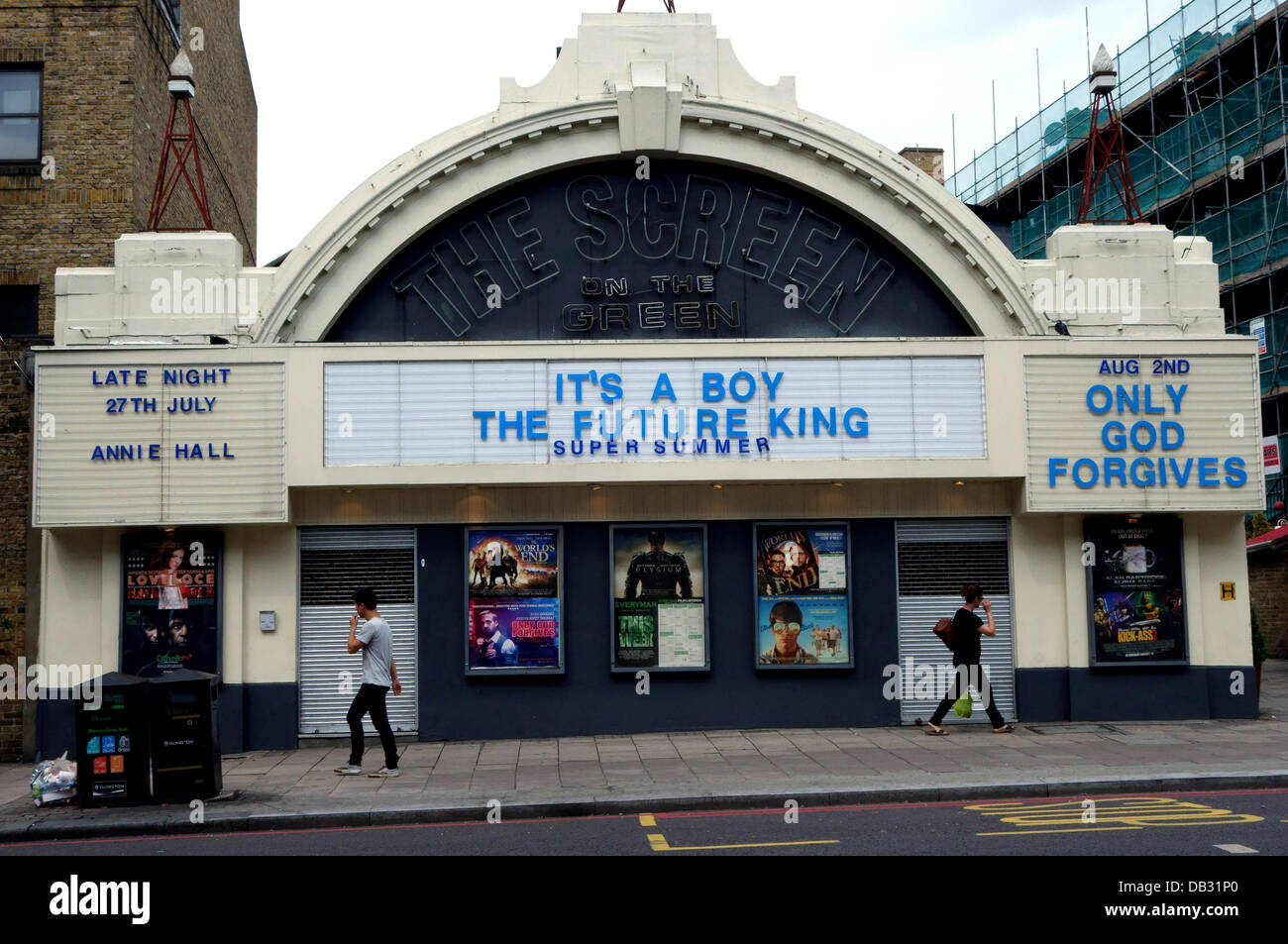 London, UK. 23rd July, 2013. It's A Boy - Screen on the Green cinema announces royal birth on its marquee this morning, Islington, London.  Catherine, Duchess of Cambridge, gave birth to a baby boy in St Mary's Hospital, Paddington yesterday Credit:  Jeffrey Blackler/Alamy Live News Stock Photo