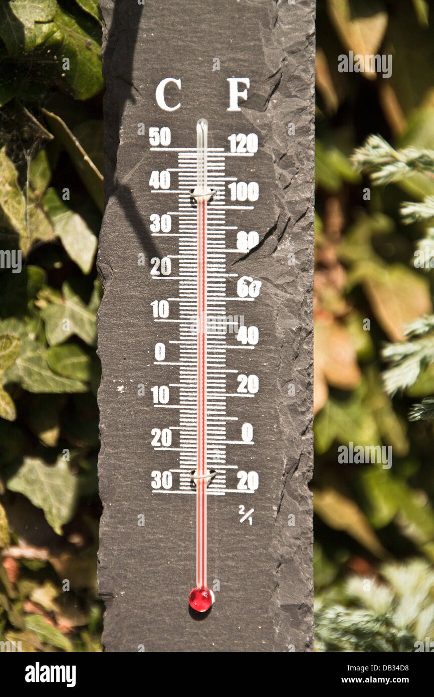 Thermometer in the British Summer at 10.45am Stock Photo Alamy
