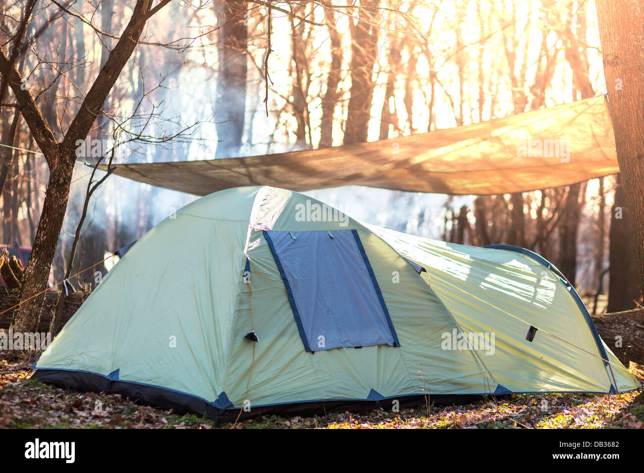 Tent in forest Stock Photo - Alamy
