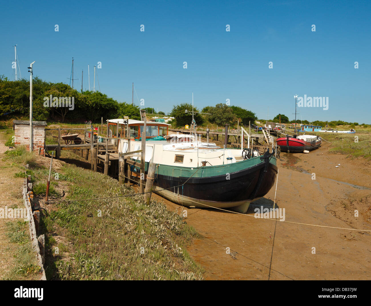 Old Barges converted into house boats. Stock Photo