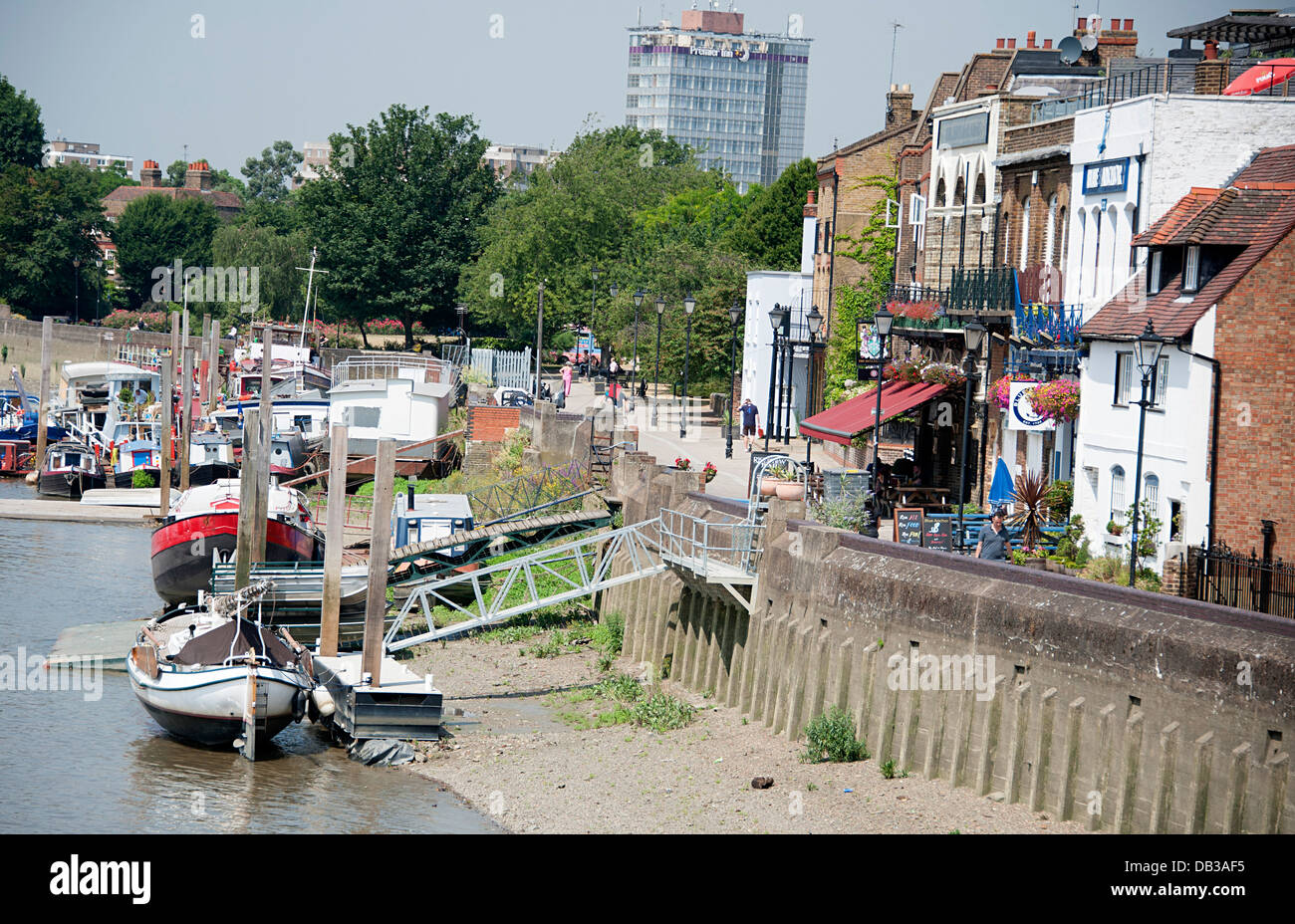 Attractive Thames riverside location Hammersmith west London Stock