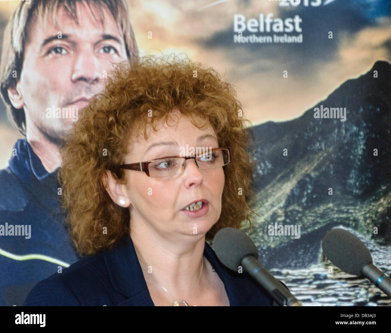 Belfast, Northern Ireland, 23rd July 2013 - Minister for Culture, Arts and Leisure Caral Ni Chuilin MLA (Sinn Fein) opens the WPFG media launch Credit:  Stephen Barnes/Alamy Live News Stock Photo
