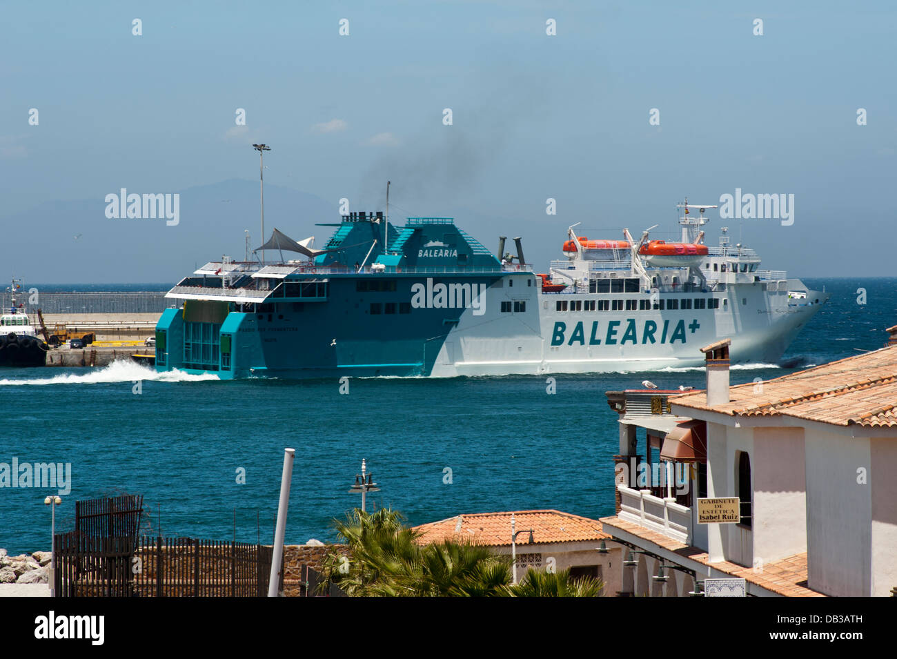Balearia Company Ferry boat sailing from Ceuta harbor. North Africa. Stock Photo