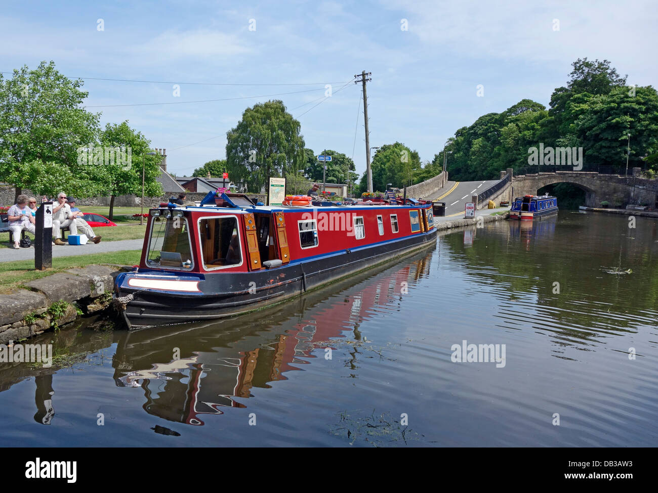 Canal boats Charter Hotel Boat  Willow and Marine Cruises Debbie II moored in the Union Canal at Linlithgow Scotland Stock Photo