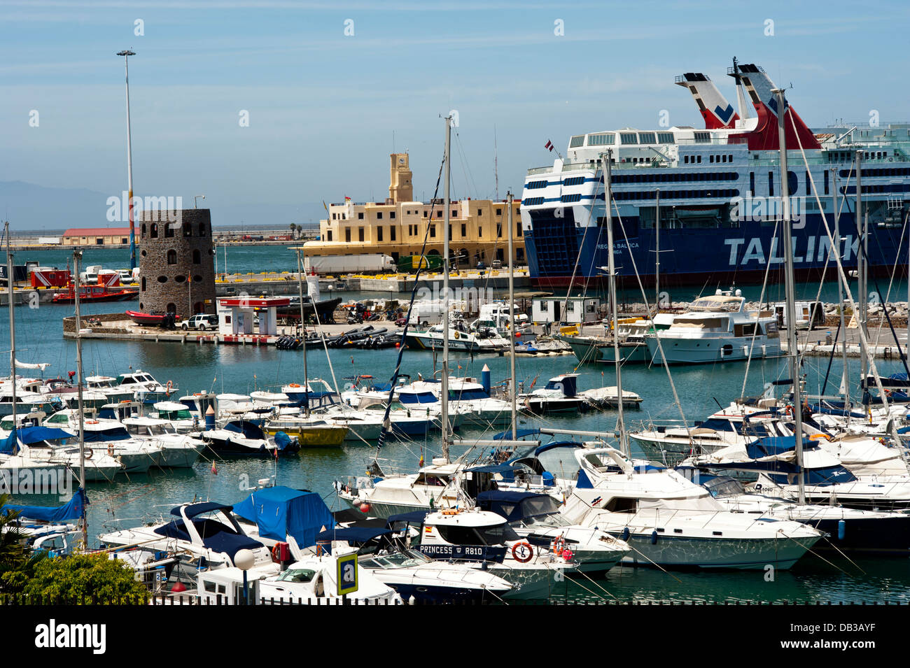 Ferry boat at Ceuta harbor. North Africa. Stock Photo