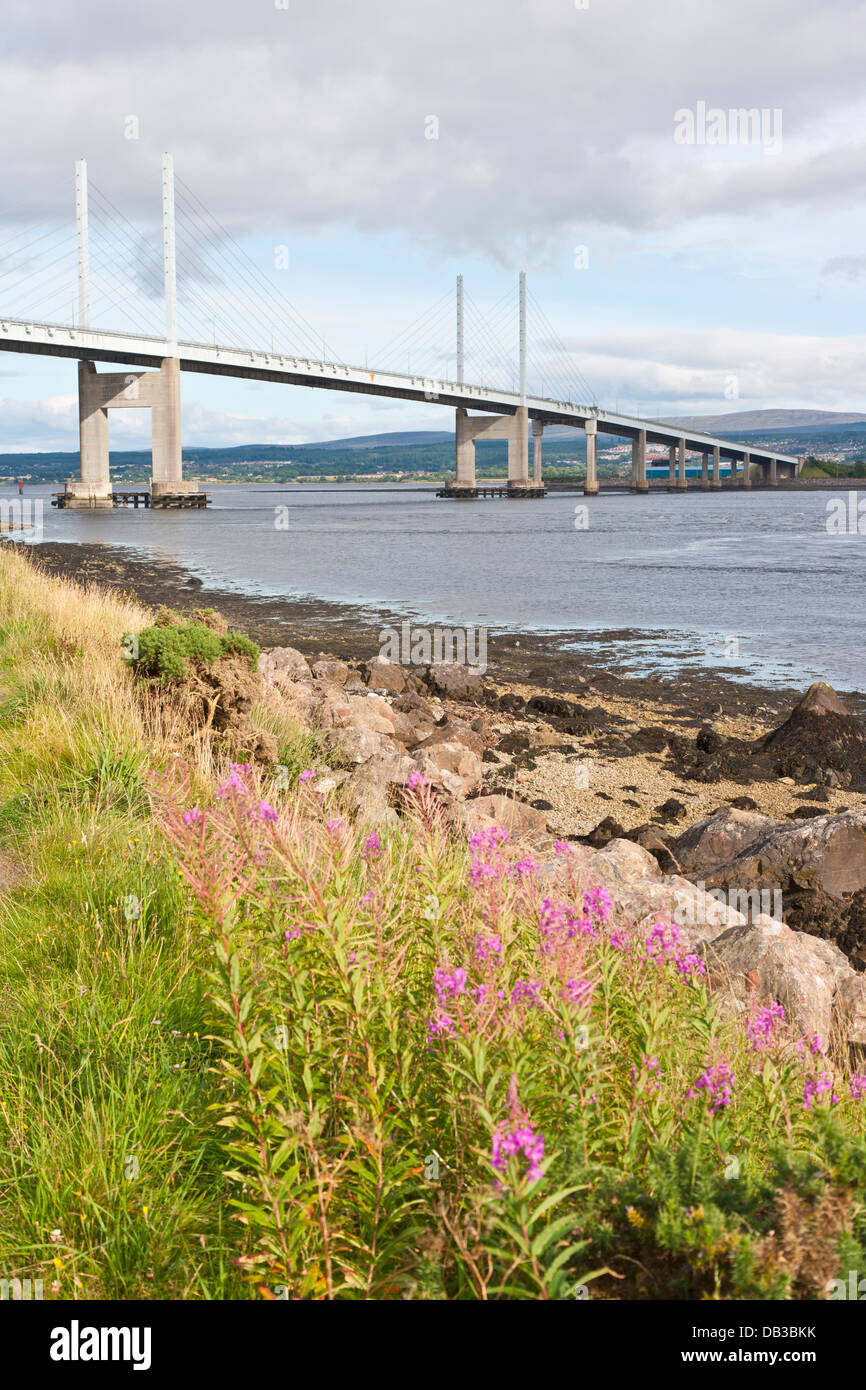 Kessock Bridge viewed from North Kessock,on the Beauly Firth at Inverness in Scotland Stock Photo