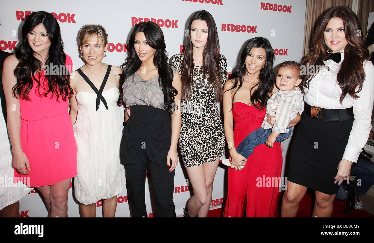 Kylie Jenner, Jill Herzig, Kim Kardashian, Kendall Jenner, Kourtney Kardashian, Mason Kardashian, and Khloe Kardashian Redbook Stock Photo
