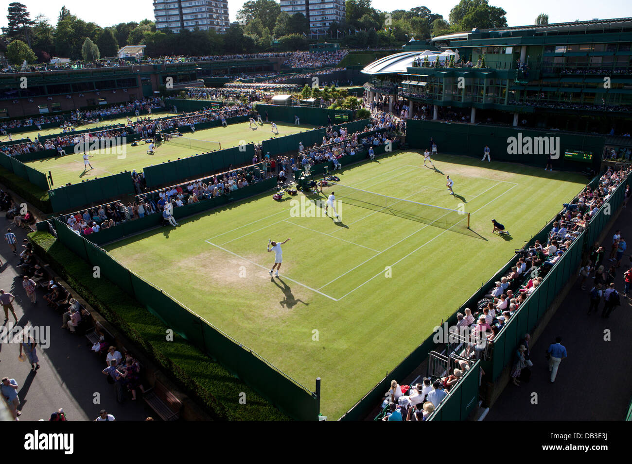 View of Courts 6, 7 and 8 from The Gallery The Championships Wimbledon 2012 Stock Photo