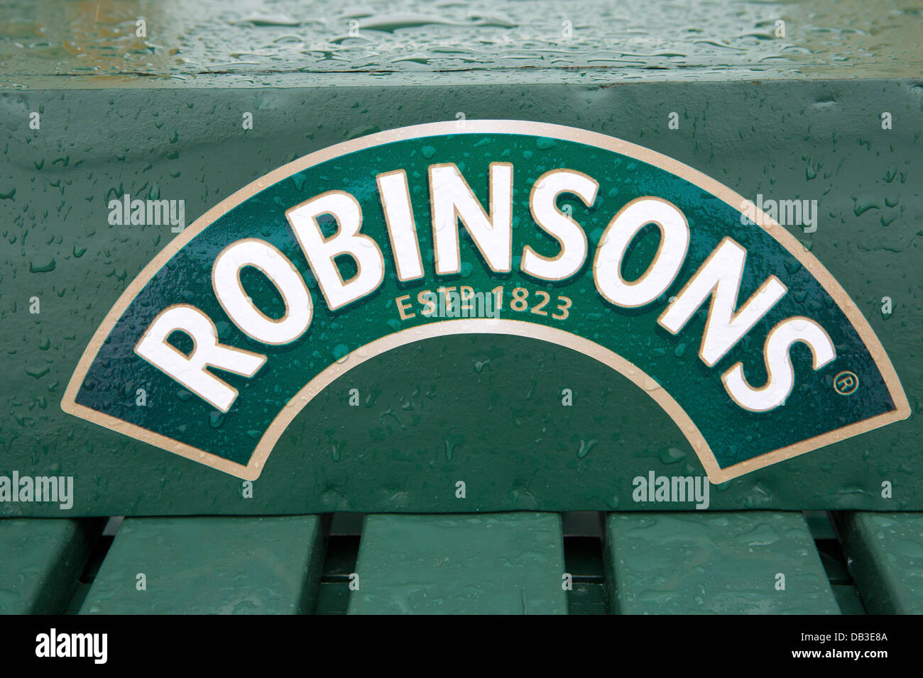 Robinsons barley water sign at Wimbledon tennis on umpires chair Stock Photo