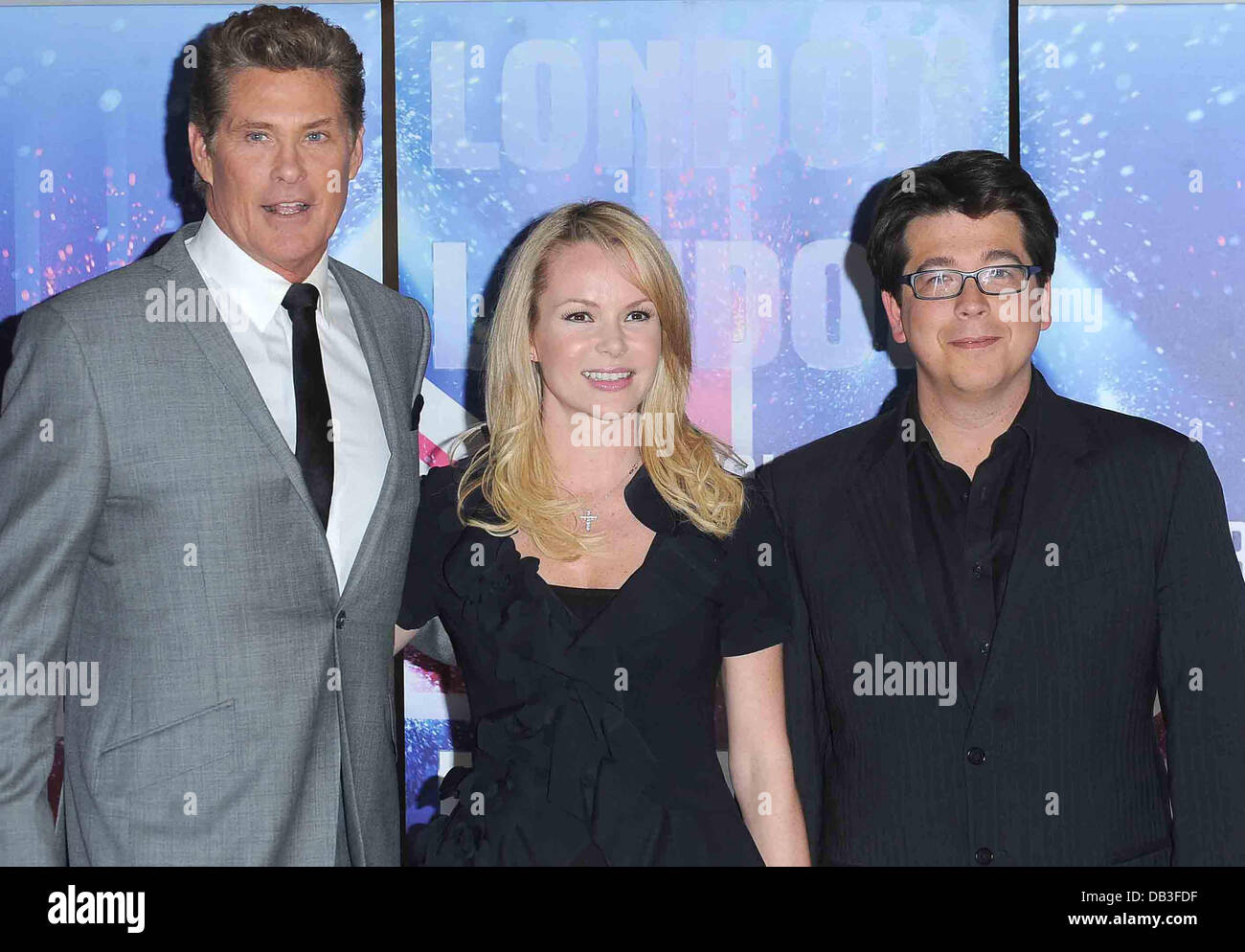 David Hasselhoff, Amanda Holden and Michael McIntyre at Britain's Got Talent press launch at the May Fair Hotel, London, Stock Photo