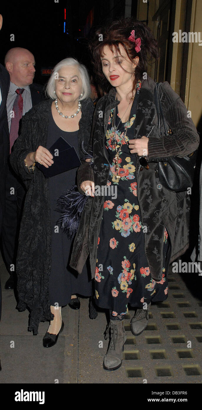 Helena Bonham Carter and her mother Elena Betty Blue Eyes press night ...