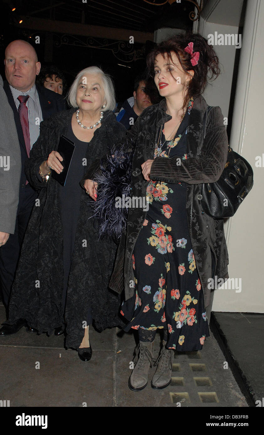 Helena Bonham Carter and her mother Elena Betty Blue Eyes press night ...