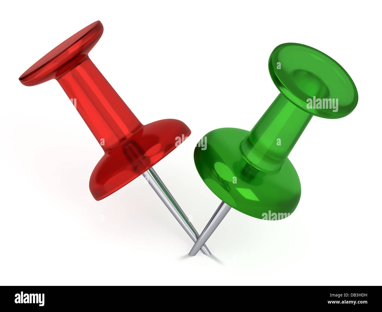 3D Realistic Thumbtacks Red And Green Isolated Stock Photo Alamy