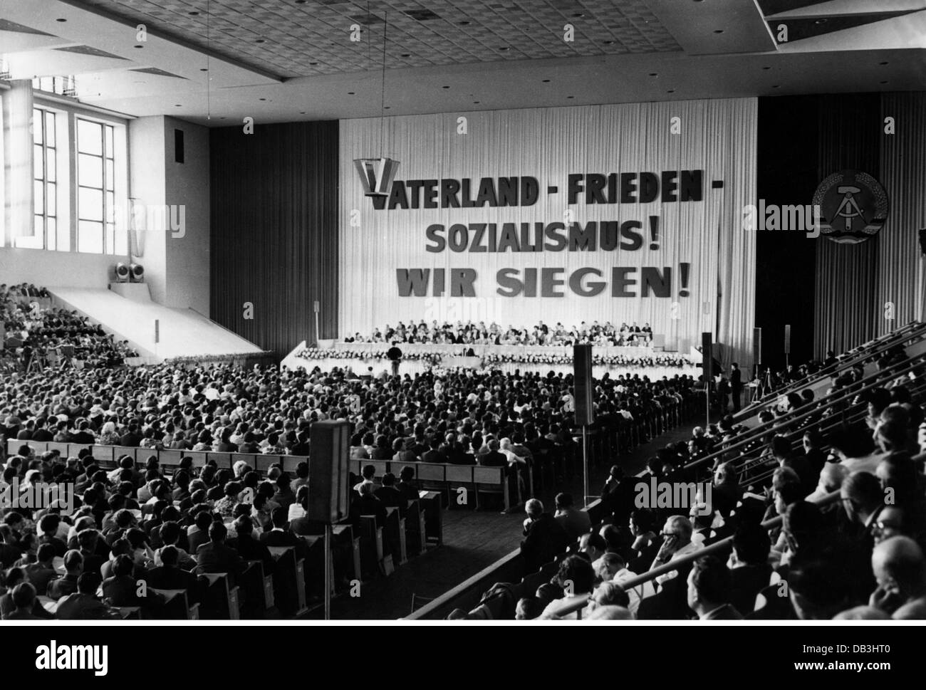 geography / travel, East Germany, politics, parties, Socialist Unity Party of Germany (Sozialistische Einheitspartei Deutschlands, SED), 6th party convention, East Berlin, Additional-Rights-Clearences-Not Available Stock Photo