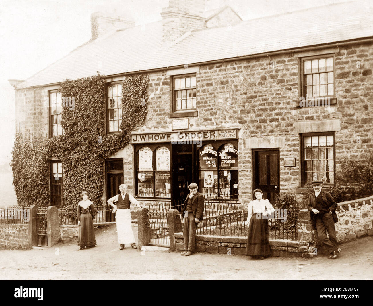 High Etherley Grocer's Shop early 1900s Stock Photo