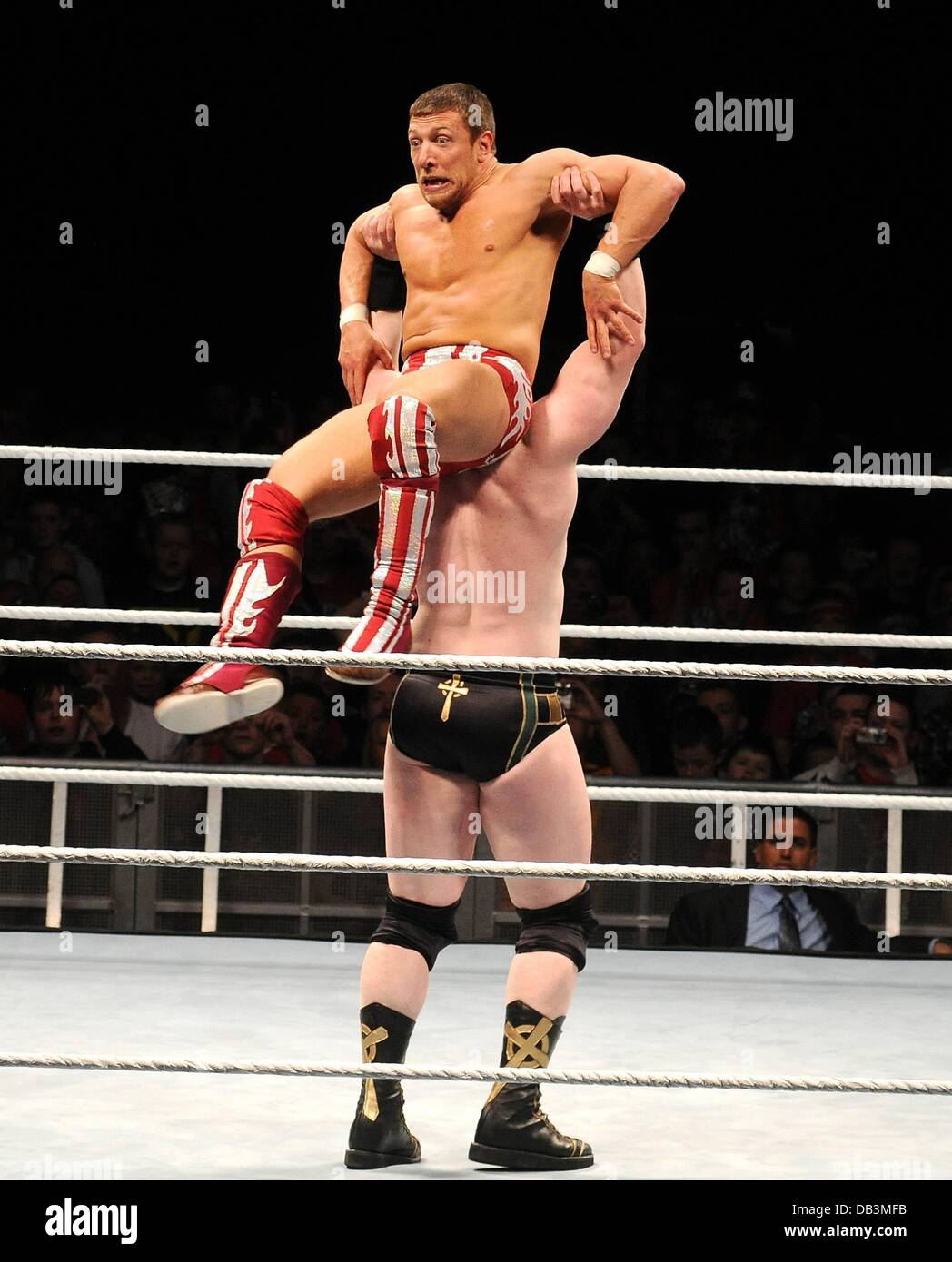 Sheamus and Daniel Bryan WWE RAW Wrestling Superstars at The O2 Arena Dublin, Ireland - 15.04.11 Stock Photo