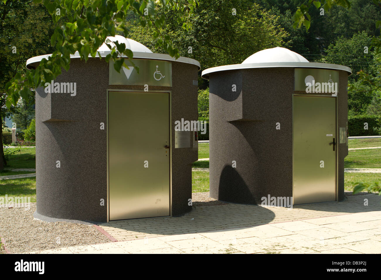 Public toilets in the park. Muszyna, Poland Stock Photo Alamy