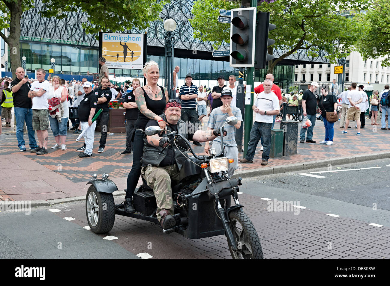edl protest birmingham july 20th 2013 members of outlaw/crusader bike gang chapter helping with security Stock Photo