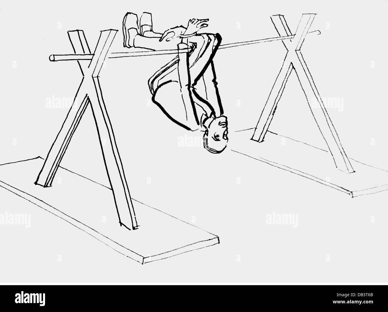 Nazism / National Socialism, crimes, concentration camps, Auschwitz, Poland, torture, drawing of a former prisoner, Nazi Germany, Third Reich, KZ, camp, 20th century, historic, historical, people, 1940s, Additional-Rights-Clearences-Not Available Stock ...