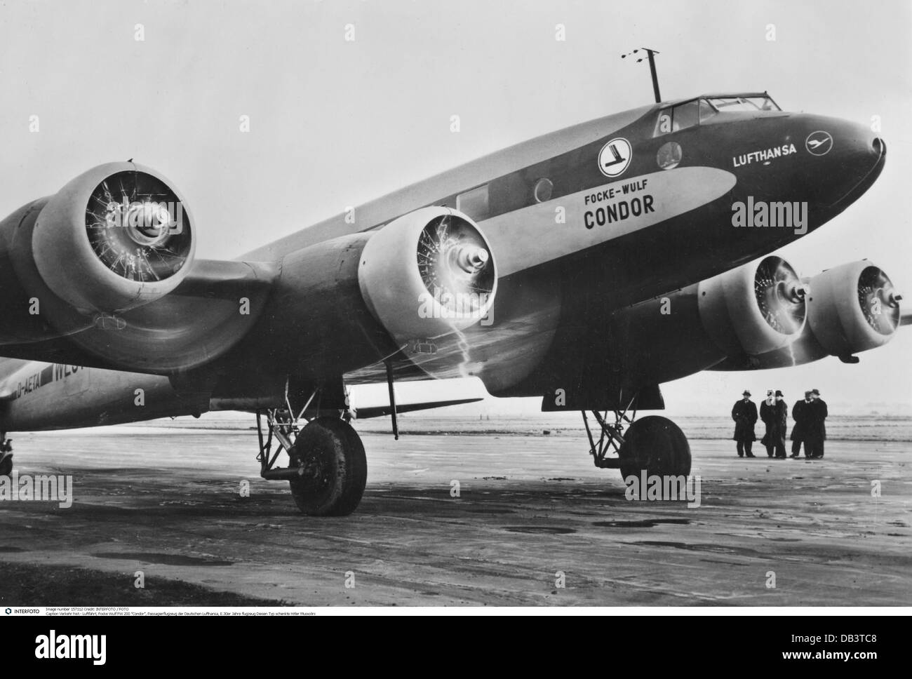 transport / transportation, aviation, passenger planes, Focke Wulf FW 200 'Condor', passenger plane of the German Lufthansa, late 1930s, , Additional-Rights-Clearences-Not Available Stock Photo