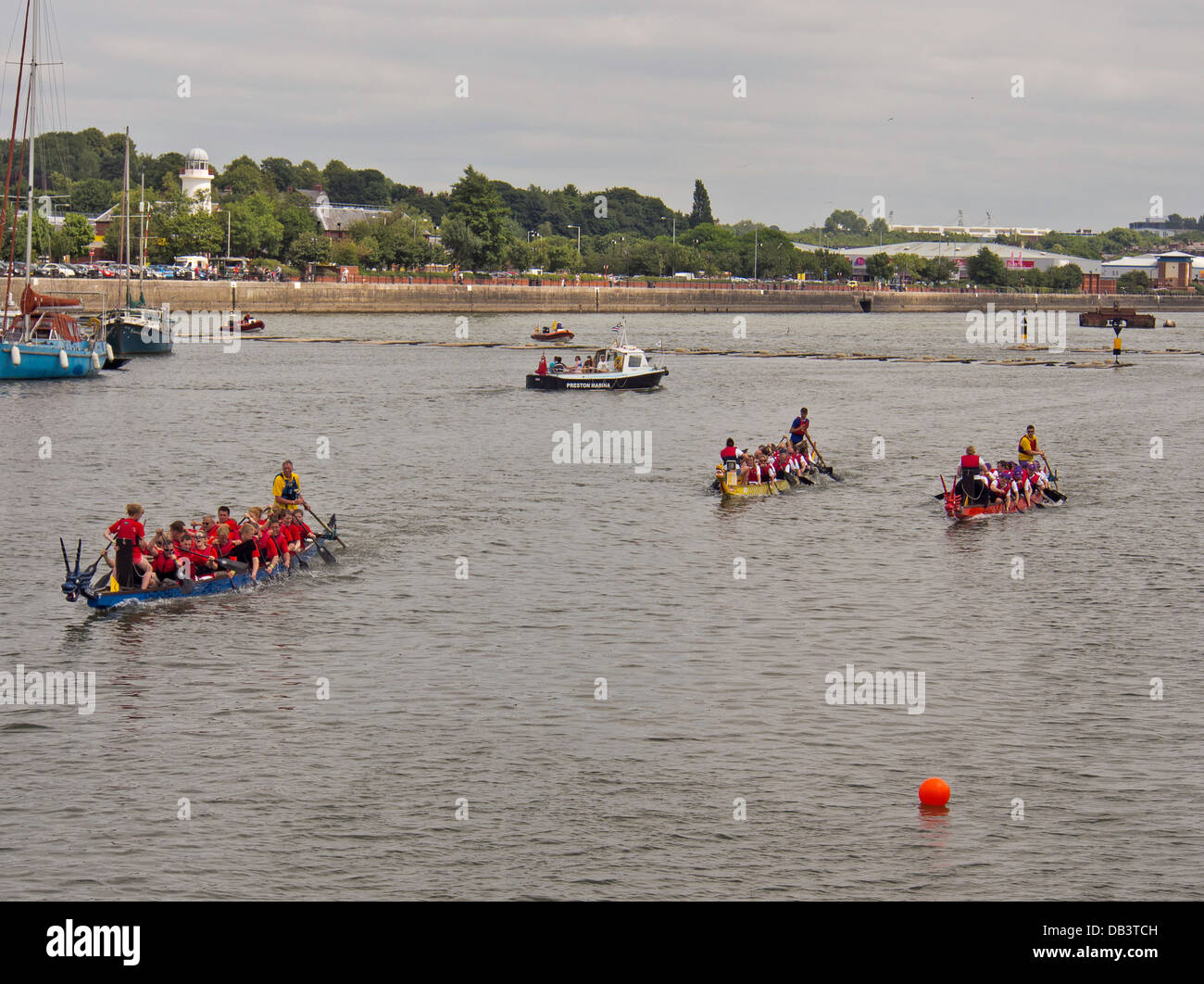 Dragon Boat Race at Preston Riversway Festival 2013 Stock Photo