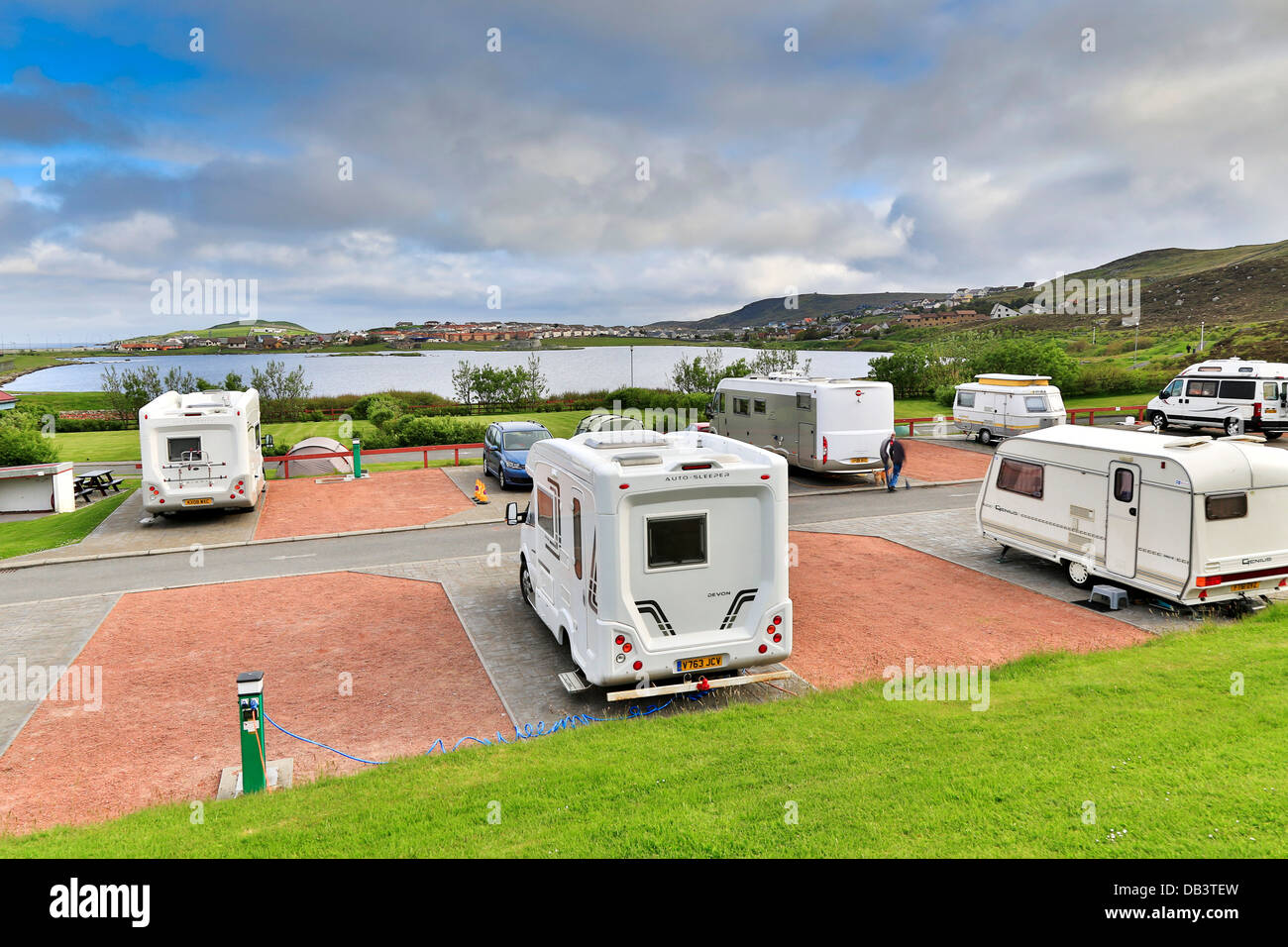 Clickimin Camp Site; Lerwick; Shetland; UK Stock Photo