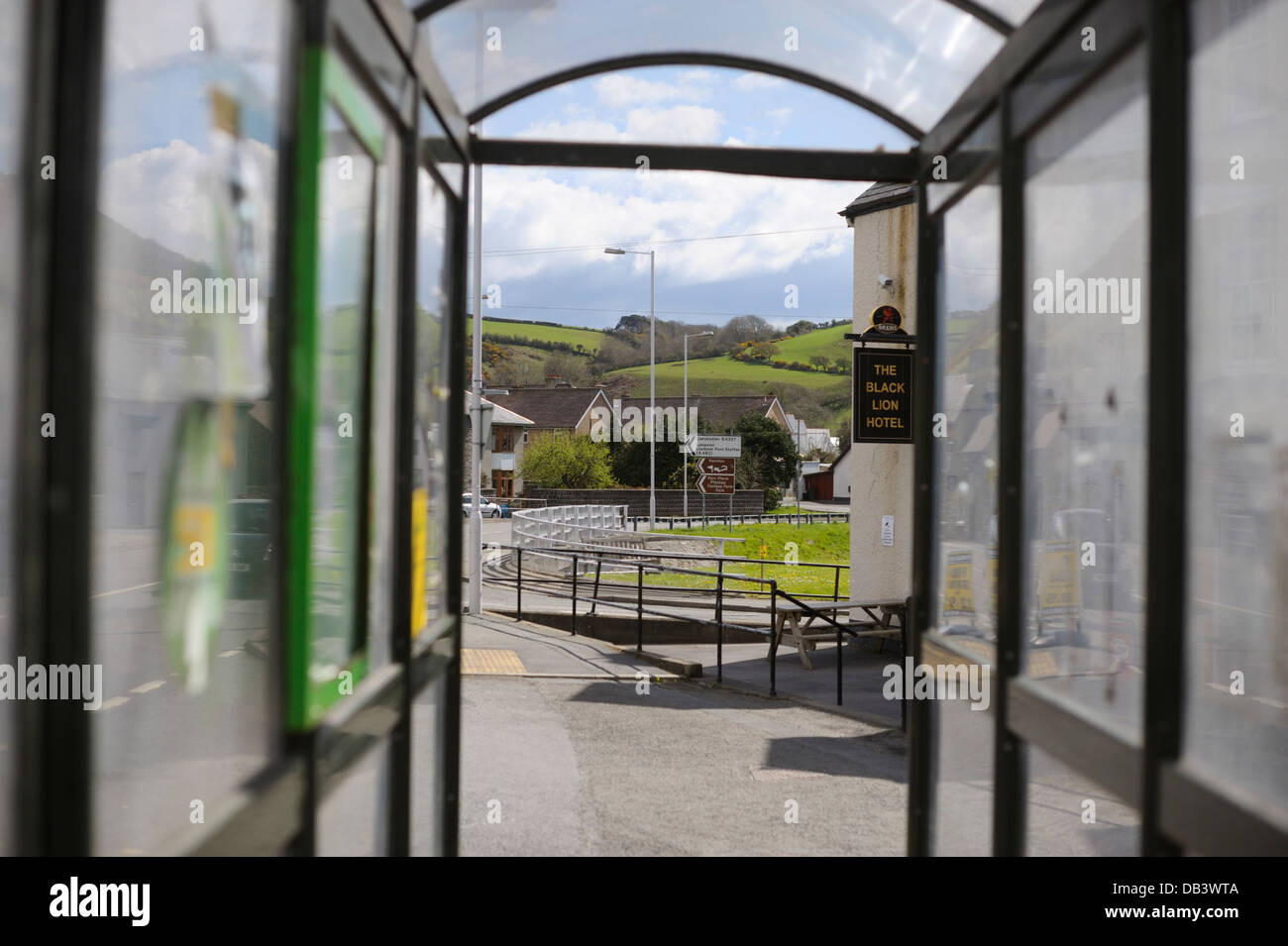 Village bus shelter, Llanrhystud, Wales, UK Stock Photo