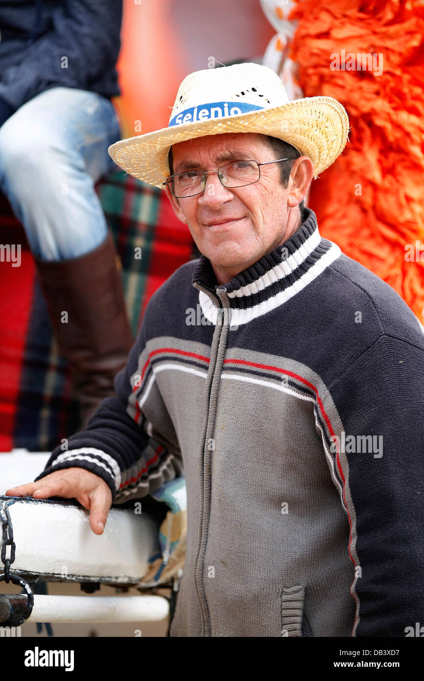 Spanish coachman in charge of steering horsedrawn carriages on the