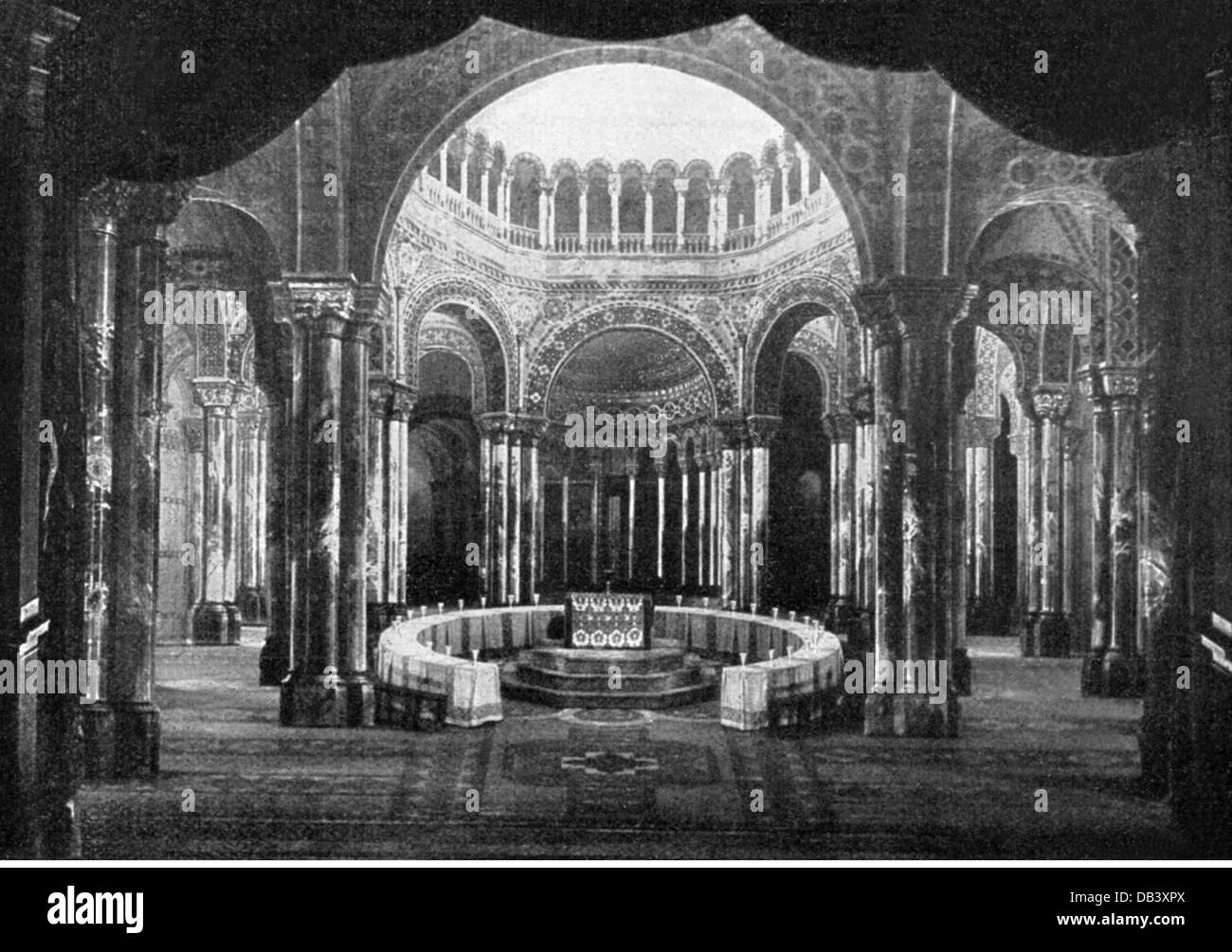 theatre, opera, 'Parsifal', by Richard Wagner, stage design, temple of the grail, Bayreuth, 1882, Additional-Rights-Clearences-Not Available Stock Photo