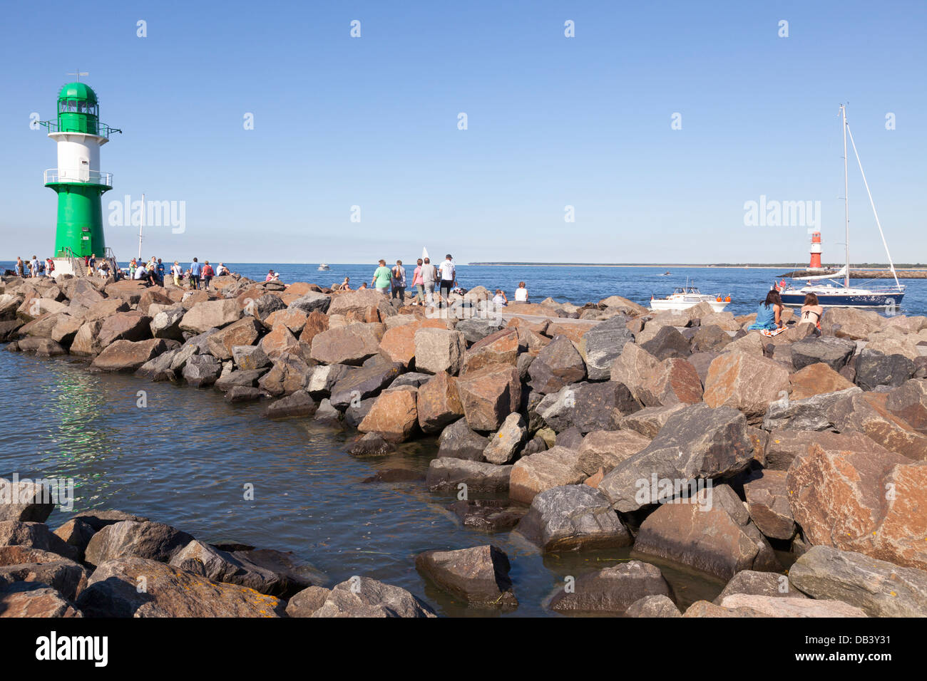 Lighthouses, Warnemuende, Mecklenburg Vorpommern, Germany Stock Photo