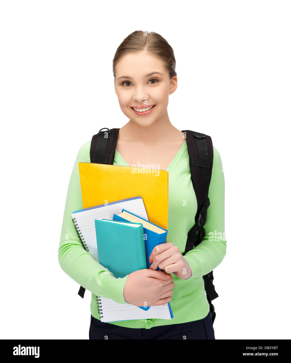 student with books and schoolbag Stock Photo