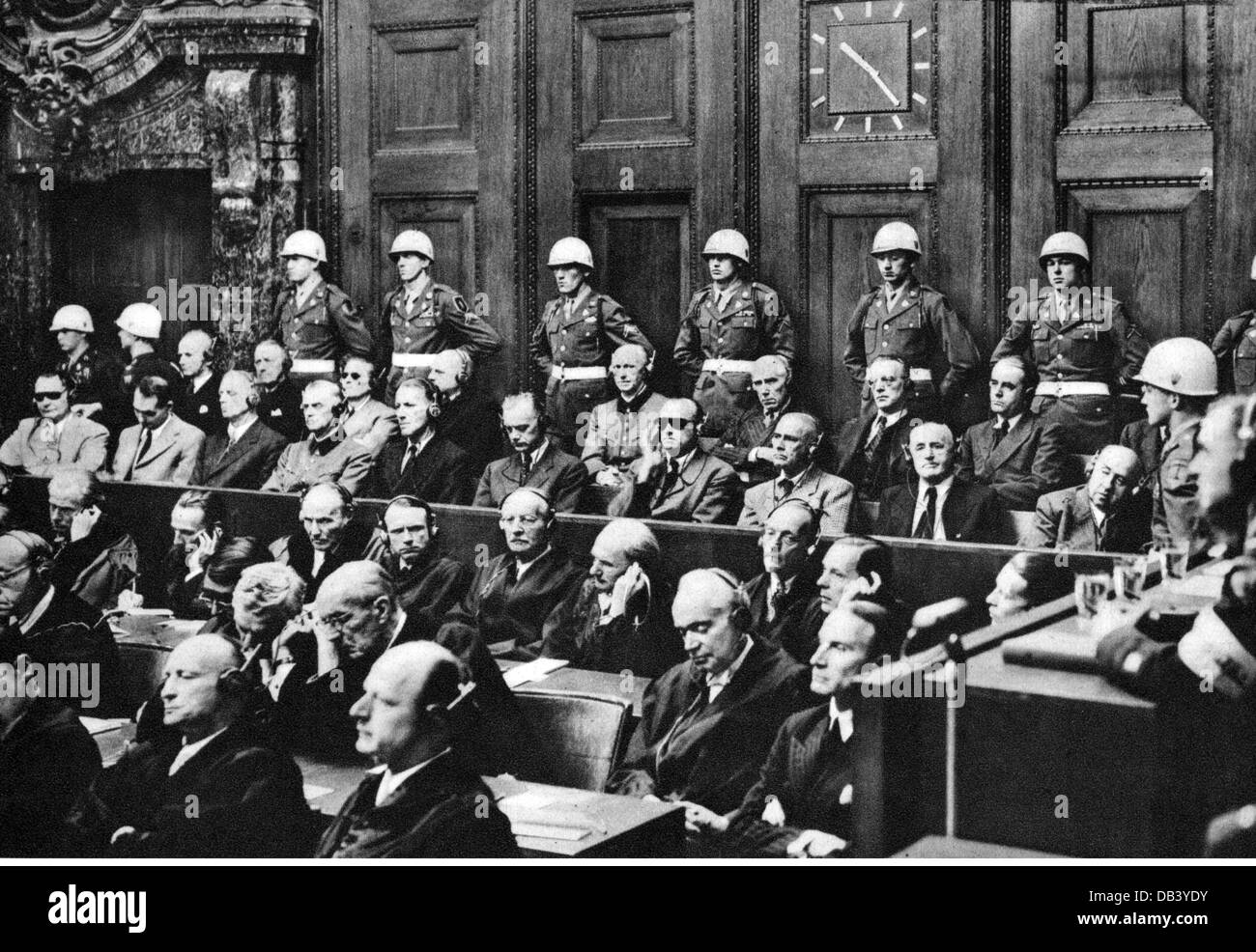 justice, lawsuits, Nuremberg Trials, trial against the major war criminals, dock, Nuremberg, 1945 / 1946, Additional-Rights-Clearences-Not Available Stock Photo