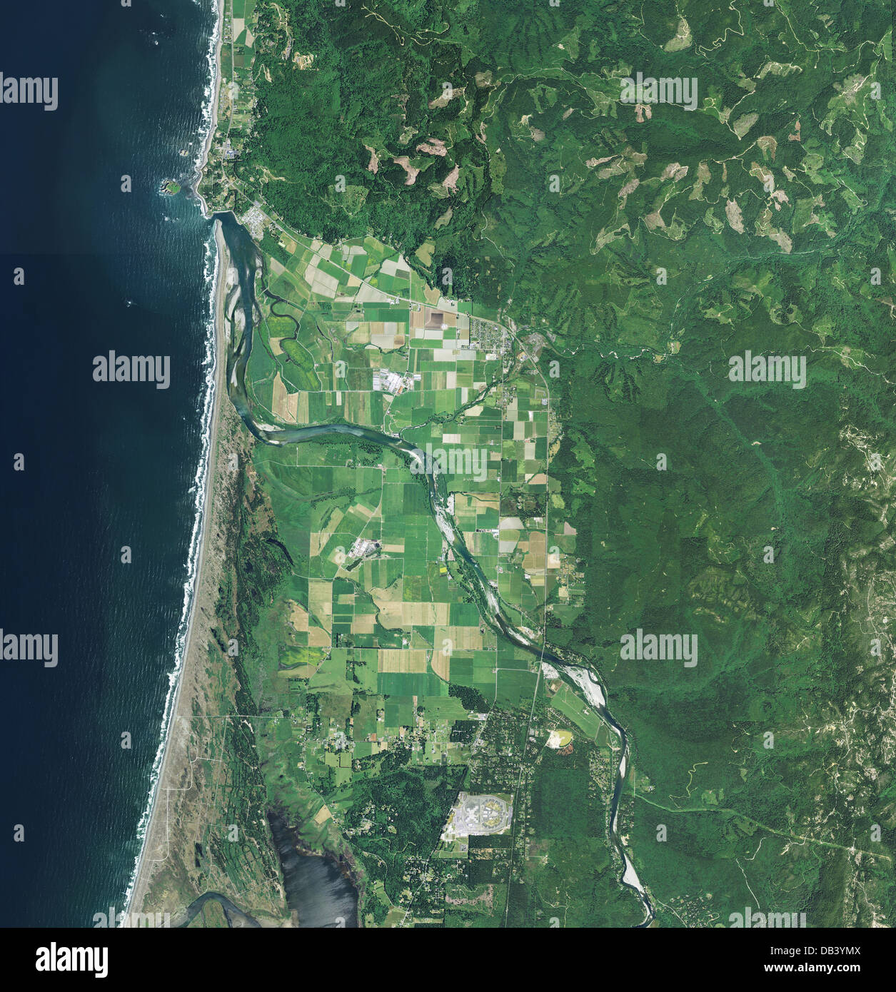 aerial photo map of Smith River, Del Norte County, Californa Stock