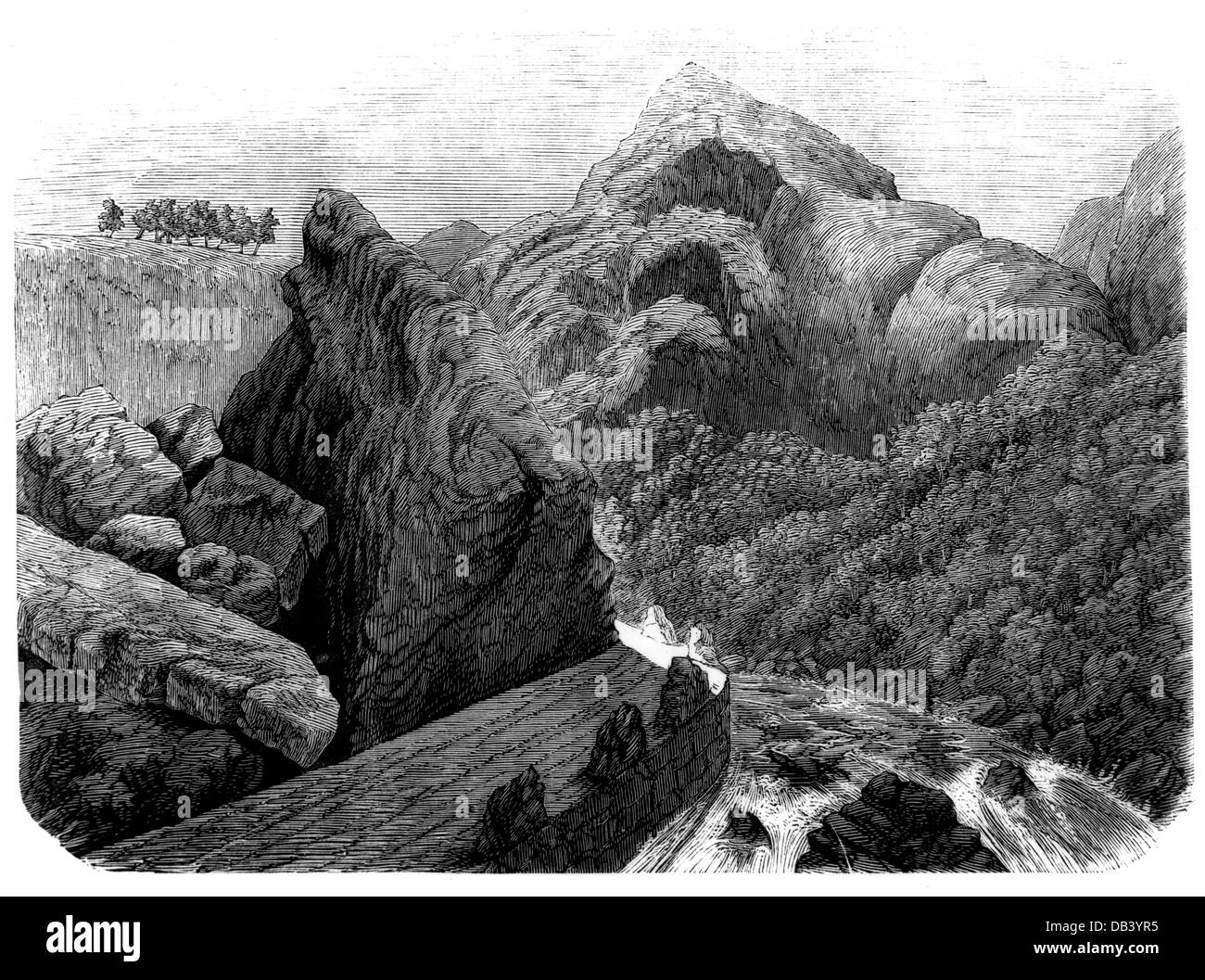 geography / travel, Norway, landscapes, Drivdal, so called troll steps, wood engraving, circa 1870, Additional-Rights-Clearences-Not Available Stock Photo