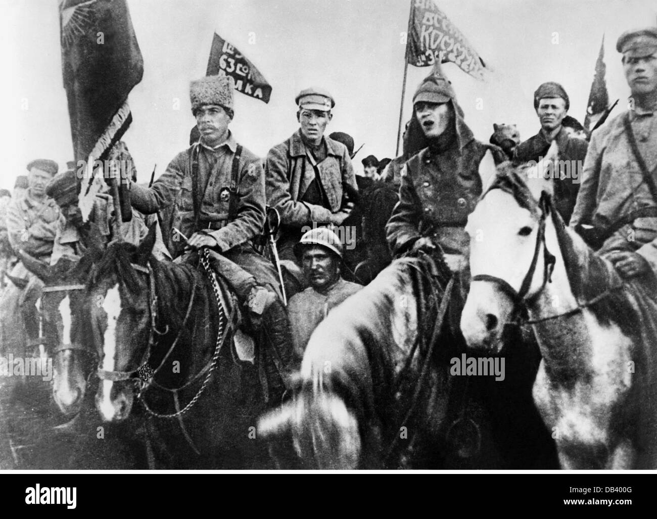 Polish-Soviet War 1919 - 1921, cavalrymen of the 1st Red Cavalry Army (General Budyonny), 1920, Polish - Soviet War, Russia, Poland, soldiers, soldier, military, Soviet Union, people, 1920s, 20s, 20th century, historic, historical, Additional-Rights-Clearences-Not Available Stock Photo