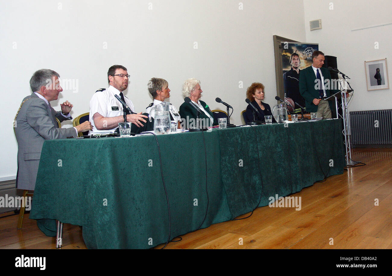 Belfast, Northern Ireland, UK. 23rd July 2013. World Police and Fire Games press conference in the Ulster Hall Belfast - The Board answer questions from the press Credit:  Kevin Scott/Alamy Live News Stock Photo