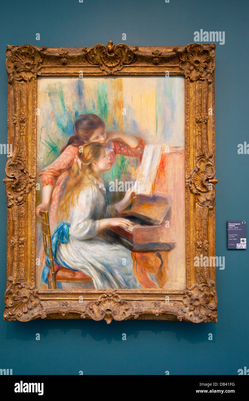 Jeunes Filles au Piano (Young Girls at the Piano), Oil painting by Renoir on display at Musee de l'Orangerie, Paris France Stock Photo