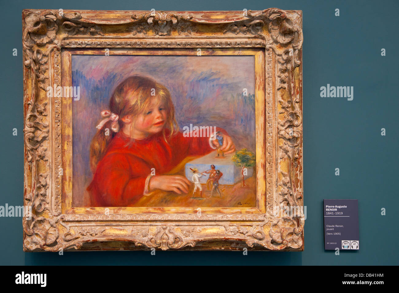 Renoir's painting of his young son (Claude Renoir, jouant 1905) on display at Musee l'Orangerie, Paris France Stock Photo