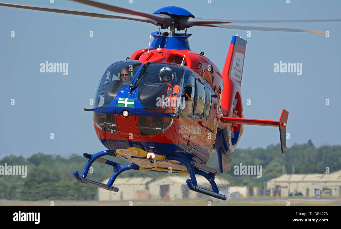 EUROCOPTER EC145 OF THE DEVON AIR AMBULANCE FLYING IN THE UK Stock Photo