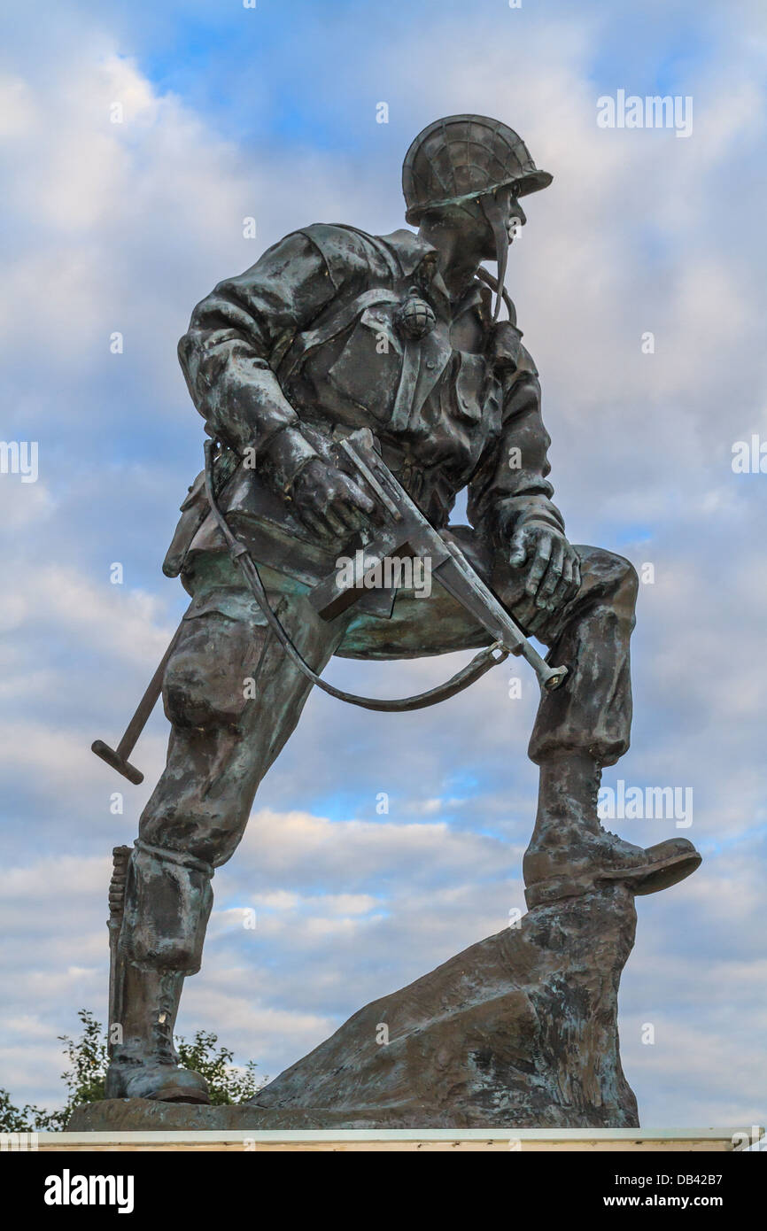 Iron Mike Statue commemorating US airborne soldiers during Normandy Invasion, France Stock Photo