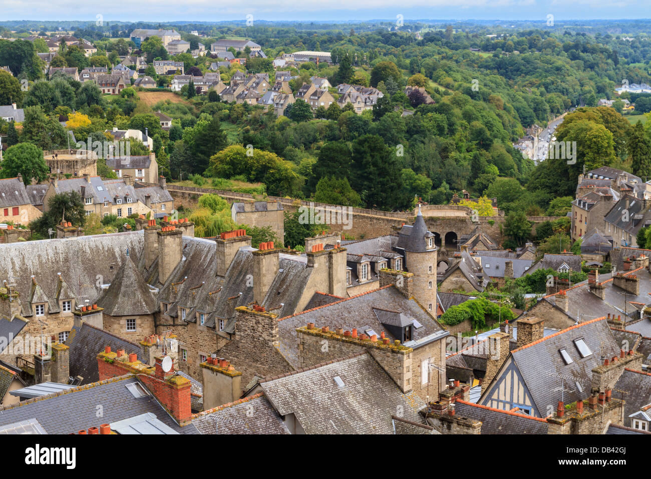 Dinan old town panoramic view, Brittany, France Stock Photo