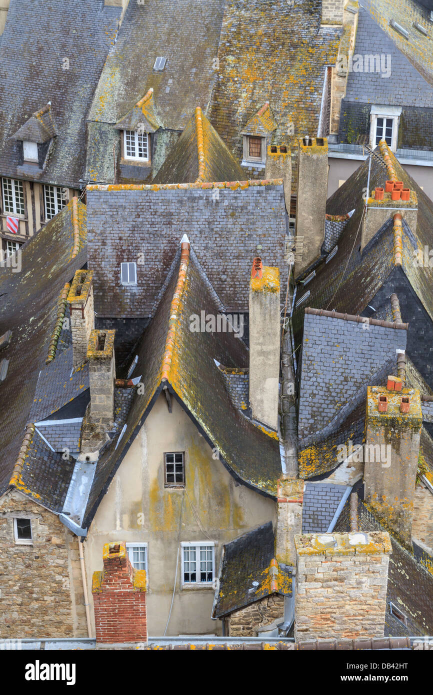 Dinan old town roof tops, Brittany, France Stock Photo